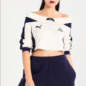 Fenty puma rihanna off shoulder jersey collar top